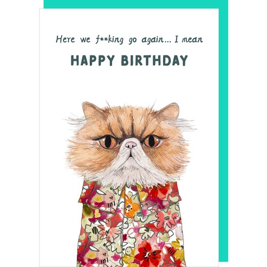 verjaardagskaart rosie made a thing - tipp top - here we go again happy birthday - kat | Muller wenskaarten