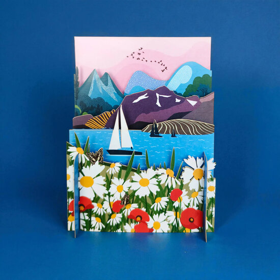 3d pop-up kaart miniature pop-up - zeilen | muller wenskaarten
