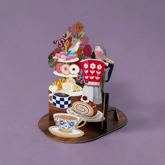 3D pop up wenskaart  - little moments - theetijd