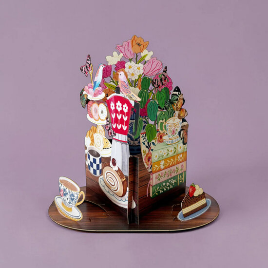 Bestel een mooie 3D pop up wenskaart  - little moments - theetijd bij Muller wenskaarten