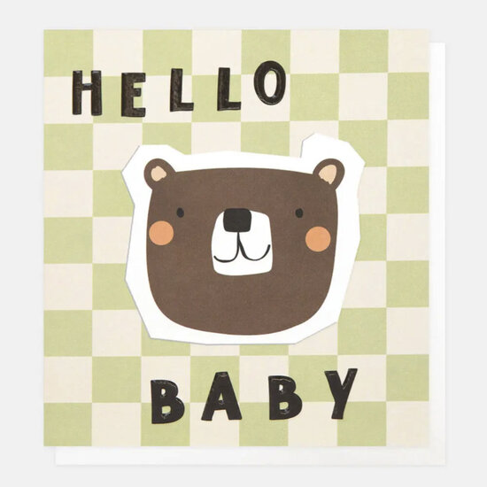 wenskaart caroline gardner - hello baby - beer |Muller wenskaarten