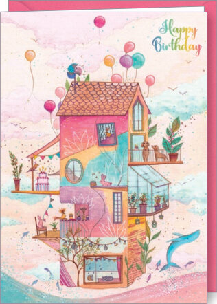 verjaardagskaart code 5 Jehanne Weyman - happy birthday - huis| mullerwenskaarten