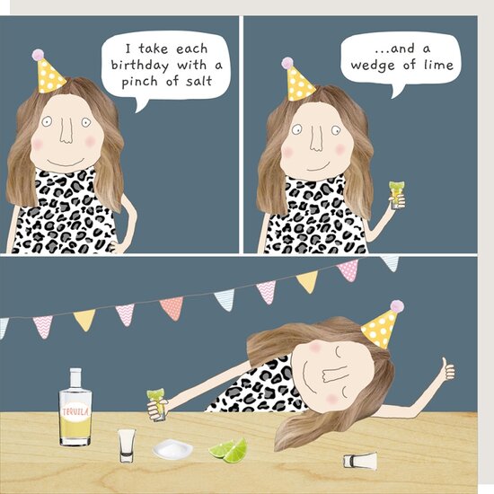wenskaart rosiemadeathing - take a birthday with a pinch of salt| mullerwenskaarten