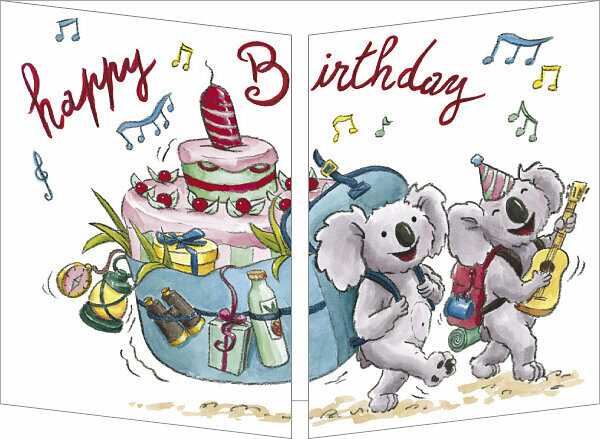 uitklapbare wenskaart cache-cache - happy birthday - koala's | muller wenskaarten