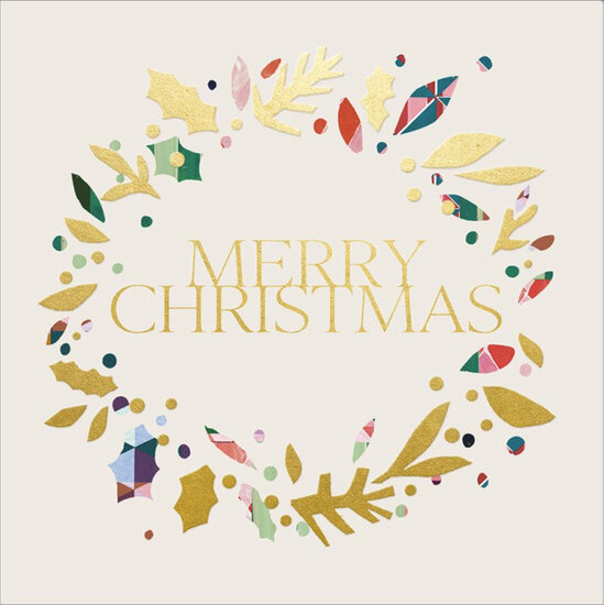 6 luxe kerstkaarten woodmansterne - Wishing you a Merry Christmas and a Happy New Year - merry christmas|Muller wenskaarten