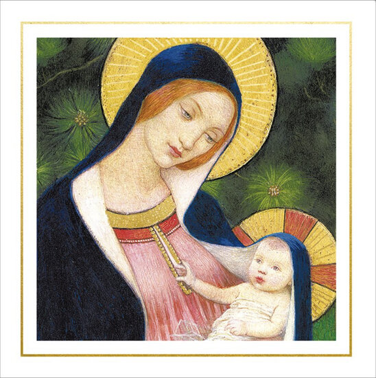 6 luxe christelijke kerstkaarten woodmansterne - Wishing you peace and happiness this Christmas - Jezus en Maria|Muller wenskaa