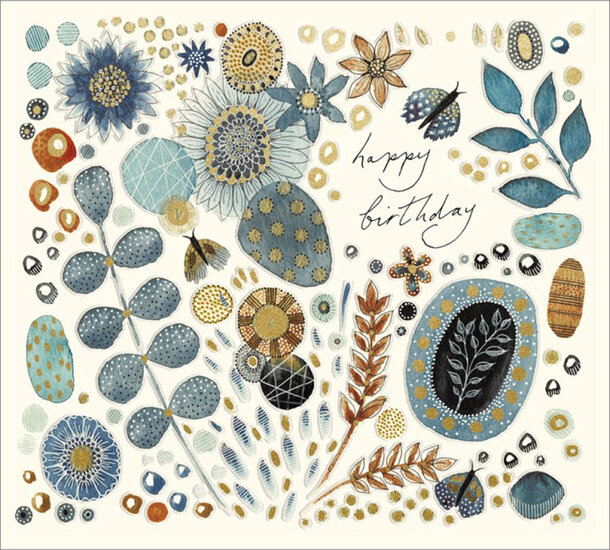 verjaardagskaart woodmansterne - happy birthday - blauwe en bruine takjes | muller wenskaarten