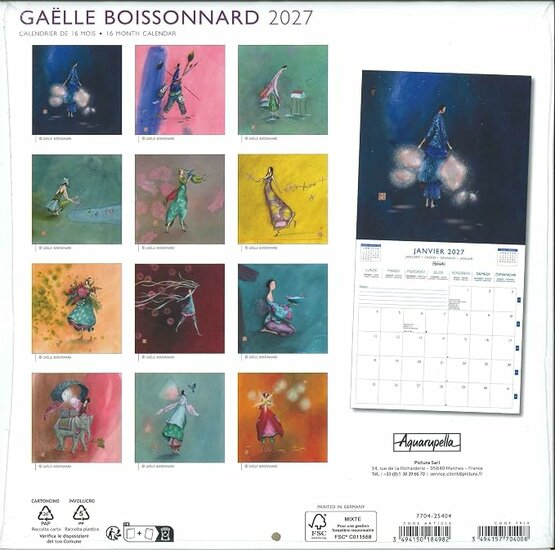 kalender 2026 - 2027 gaelle boissonnard - donkerblauw, 16 maanden