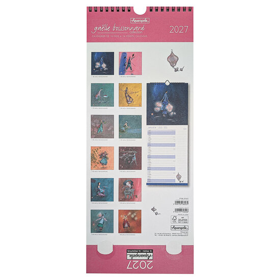 lange kalender 2026 - 2027 gaelle boissonnard - roze, blauw - 16 maanden