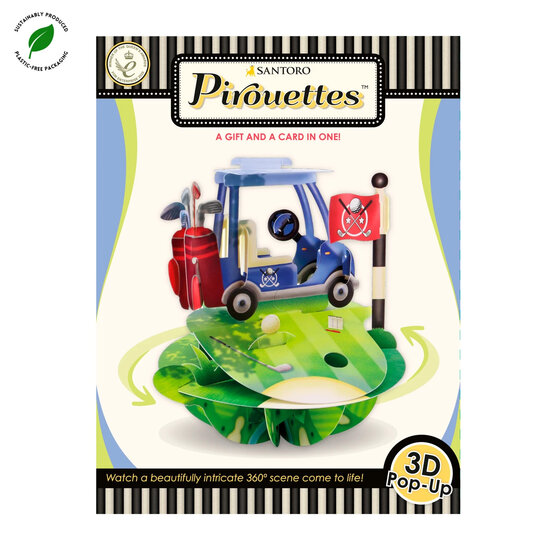 3D kaart - pirouettes cards - golfkarretje