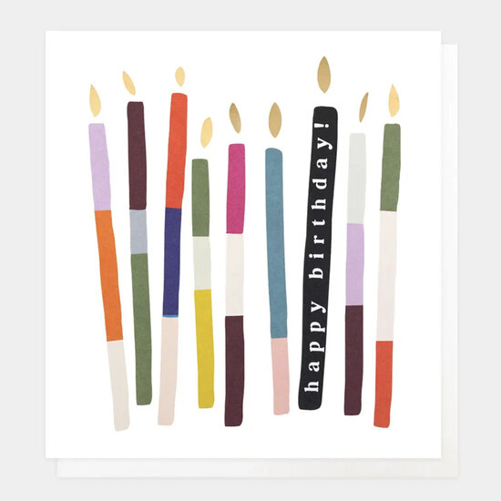 Bestel deze verjaardagskaart caroline gardner - happy birthday - gestreepte kaarsjes bij mullerwenskaarten.nl