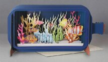 3D pop up kaart - message in a bottle - aquarium vissen