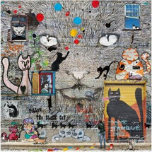 vierkante ansichtkaart met envelop - maïlo - katten