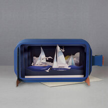 3D pop up wenskaart - message in a bottle - zeilboten