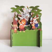 3d pop up kinderkaart - dieren met muziekinstrumenten