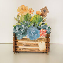 3d pop-up kaart miniature greetings - bloemen, rozen in krat