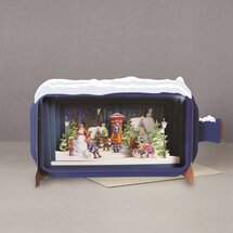 3D pop up kerstkaart - message in a bottle - kinderen in de sneeuw