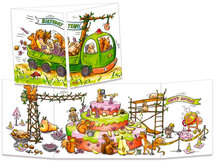 uitklapbare verjaardagskaart cache-cache - birthday team - eekhoorns en bevers