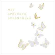 wenskaart piano color - met oprechte deelneming - vlinders