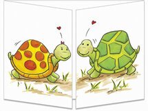 uitklapbare wenskaart cache-cache - verliefde schildpadden