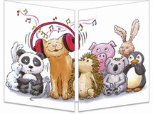 uitklapbare wenskaart cache-cache - dieren en muziek