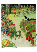 ansichtkaart Elsa Beskow - kinderen en fruit