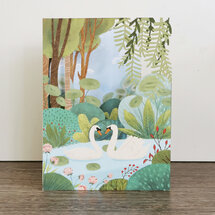 lasergesneden wenskaart blossom - zwanen