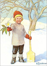 ansichtkaart - elsa beskow - kerstroos