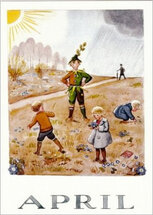 ansichtkaart Elsa Beskow maanden - april