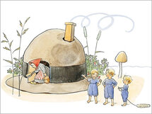 ansichtkaart elsa beskow - het hoedenhuis
