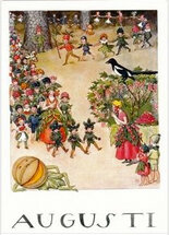 ansichtkaart maanden elsa beskow - augustus