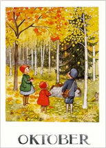 ansichtkaart elsa beskow maanden - oktober