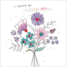 verjaardagskaart - a bunch of birthday love… - bloemen