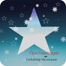 10 vierkante kerst ansichtkaarten met envelop - fijne feestdagen gelukkig nieuwjaar - ster