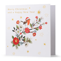 8 kerstkaarten voor amnesty international - merry christmas and a happy new year - roodborstje