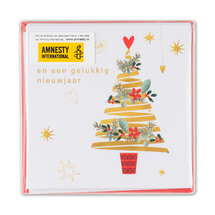 8 kerstkaarten voor amnesty international - prettige kerstdagen en een gelukkig nieuwjaar - kerstboom