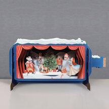 3D pop up kerstkaart - message in a bottle - notenkraker