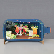 3D pop up wenskaart  - message in a bottle - cocktails