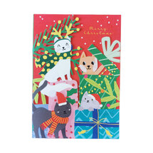 lasergesneden kerstkaart - merry christmas - katten en cadeautjes
