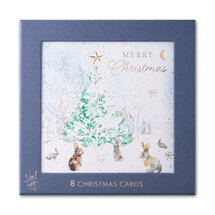 8 luxe kerstkaarten noel tatt - wishing you a merry christmas and a happy new year - konijnen