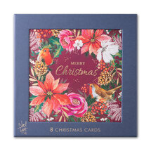 8 luxe kerstkaarten noel tatt - wishing you a merry christmas and a happy new year - kerstkrans bloemen