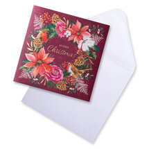 8 luxe kerstkaarten noel tatt - wishing you a merry christmas and a happy new year - kerstkrans bloemen