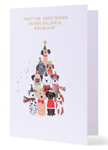 8 kerstkaarten - prettige kerstdagen en een gelukkig nieuwjaar - honden als kerstboom
