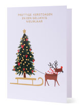 8 kerstkaarten - prettige kerstdagen en een gelukkig nieuwjaar - kerstboom en rendier