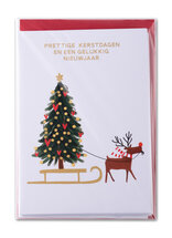 8 kerstkaarten - prettige kerstdagen en een gelukkig nieuwjaar - kerstboom en rendier
