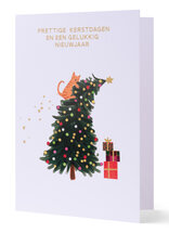 8 kerstkaarten - prettige kerstdagen en een gelukkig nieuwjaar - kat in kerstboom