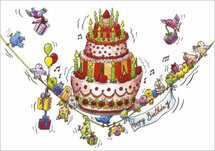 ansichtkaart - happy birthday - taart