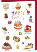 verjaardagskaart correspondances - happy birthday - gebak