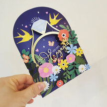 lasergesneden wenskaart blossom - ring - you are engaged - verloofd verloving