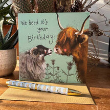 verjaardagskaart alex clark - we herd it's your birthday - koe en schaap